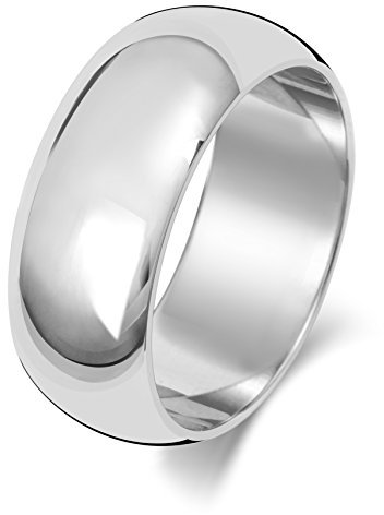 EDS Jewels 9 Karat (375) Weißgold 8mm D-Form Herren/Damen - Trauring/Ehering/Hochzeitsring WJS15083