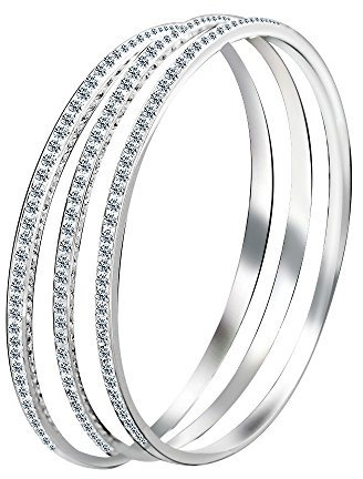 Uloveido 3 Stück Schicht einfachen Stil CZ Kristall Platin überzogene Frauen Link Armband für Mädchen YL009