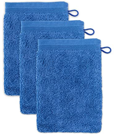 möve Superwuschel Waschhandschuh 15 x 20 cm aus 100% Baumwolle, cornflower 3er Set