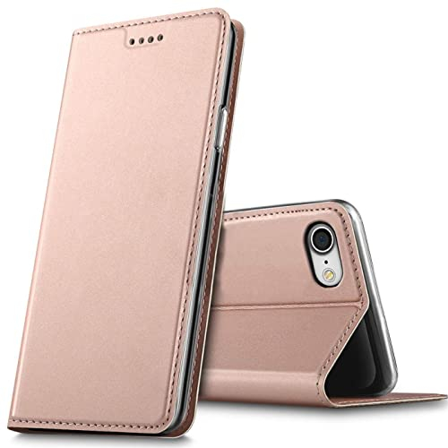 Verco Handyhülle für iPhone SE 2 SE 3, iPhone SE 2020/2022 Hülle Premium Handy Flip Cover für iPhone 7/8 Hülle [integr. Magnet] Book Case PU Leder Tasche (4,7 Zoll), Rosegold