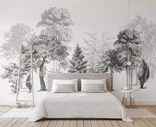 MIWEI Wallpaper Papier Peint Panoramique Jungle Noir Et Blanc 250 x 175 cm Forêt Papier Peint Nature Intissé Murale Chambre Salon（250cmX175cm）
