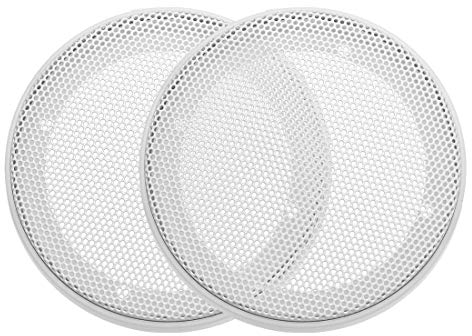 sourcing map Altavoz Rejilla Cubierta 3 Pulgada 106,5mm Malla Decorativa Círculo Subwoofer Guardia Protector Blanco 2 Piezas
