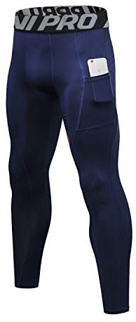 LNJLVI Kompressionshosen Herren Workout Sport-Leggings Atmungsaktiv Fitness Strumpfhosen Lange Running-Hosen(Navy,XXL)