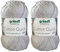 2x50 Gramm Gründl Cotton Quick 100% Baumwolle, Häkelgarn mercerisiert, gasiert, gekämmt inkl. Anleitung für ein Meerschwein (129 Hellgrau)