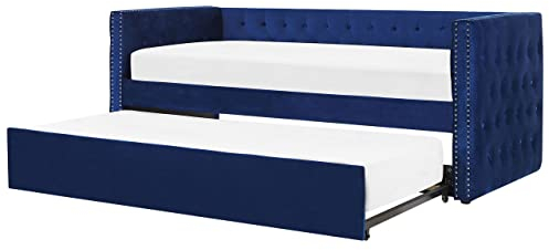 Platzsparendes Tagesbett Samtstoff marineblau 90x200 cm mit Lattenrost Gassin
