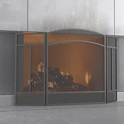 Fire Beauty Kaminschutzgitter aus Schmiedeeisen, 3 Paneele, 122 cm (L) x 73,7 cm (H)