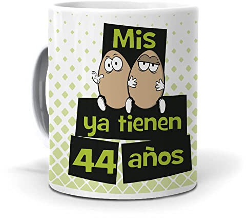 mundohuevo Taza Mis Huevos ya Tienen 44 años. Cerámica AAA - 350 ml.