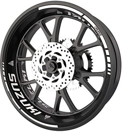 Juego completo de adhesivos para llantas de moto Suzuki calidad Premium (2 ruedas) (Blanco)