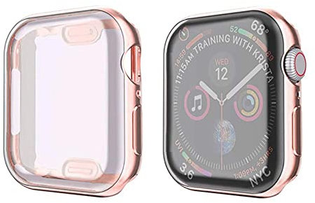 Coque Bumper Compatible avec Apple Watch Series 6/5/4/SE 44mm Case, Anti-Rayures Housse de Protection D'écran en TPU Souple pour iWatch Series 44mm [Ultra-Slim] [Couverture Complète] - Or Rose