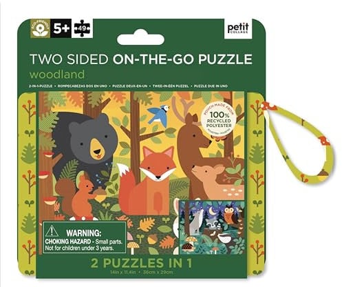 Petit Collage Two Sided On-The-Go Puzzle Woodland, 0810073342033