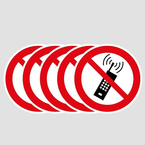 5 Autocollants de 5 CM Panneau Interdiction aux téléphones Portables