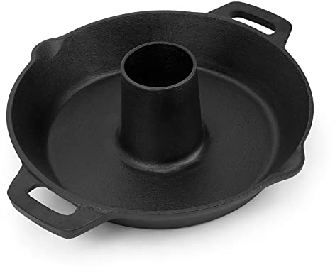 Onlyfire Chef Universal Cast Iron Chicken Roaster Beer Can Chicken Holder with Roasting Pan for Most Grills and Oven