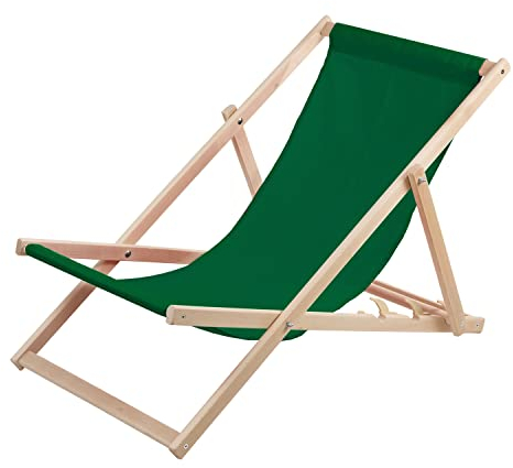 WOODOK Liegestuhl aus Buchholz Strandstuhl Sonnenliege Gartenliege für Strand, Garten, Balkon und Terrasse Liege Klappbar (Grün)