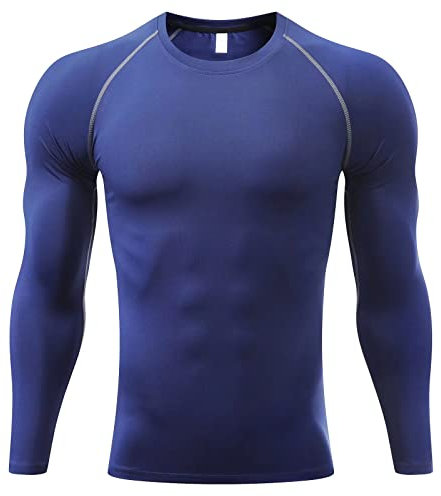 Sillictor Compression Tops for Men Quick Dry Football Training Running Top Mens Long Sleeve Hiking Golf Ski Base Layer Tops Men Sports Thermal Underlayer High Wicking Muscle Support 3323 Navy M