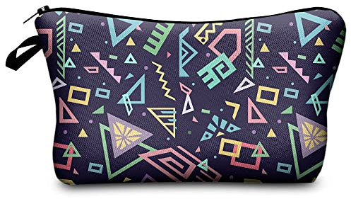 PREMYO Kosmetiktasche Klein für Handtasche - Schminktasche Damen Make Up Tasche - Federmappe Mädchen Etui Stifte Geometrie