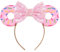 Christmas Halloween Mouse Ears Bow Headband Hair Hoop for Women Girls, Glitter Sequin Donut Headband Cat Ear Hair Bands Hair Accessories (pink)