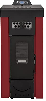 STUFE A PELLET ITALIA Niagara 14 KW - Pelletöfen Effizienz 89% Heizt 130m² Autonomie 15 Std Programmierbar 5 Geschwindigkeiten und Kräfte 24 Monate Garantie Rot