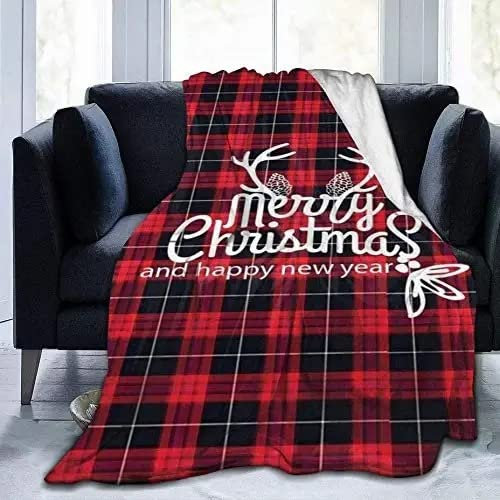 Boceoey Noël Plaid Canape Rouge Carreaux Couverture Polaire 220x240 cm, Plaid Canapé en Flanelle Douce et Chaude, Couverture lit 2 Personnes pour Camping Voyage, Jete de Canape
