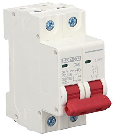 DZ47-63Z-2P, Interruptor de Aislamiento de CC, Disyuntor, 500 V 10-63 A, Montaje en riel DIN de 35 mm, Sistema Solar, Interruptor de aire de Protección Disyuntor Protección de circuito de CC (50 A)
