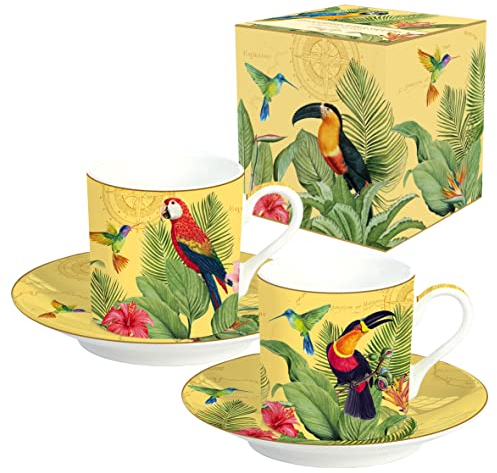 Easy Life Set mit 2 Kaffeetassen, 7,5 cl, aus Porzellan