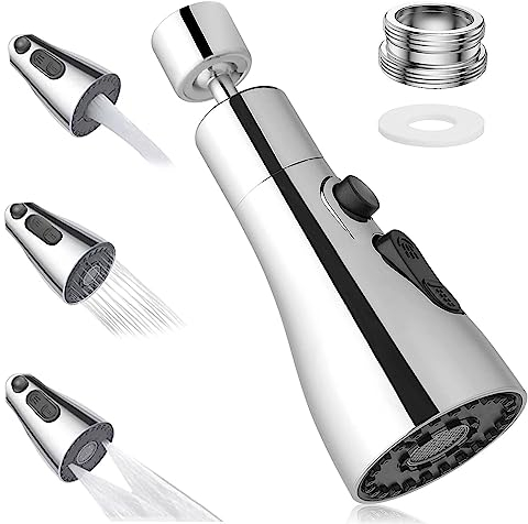 Kitchen Tap Spray Head, 360° Swivel Kitchen Sink Tap with 3 Functions Modes, Tap Extender for Kitchen Sink, Aerator Sprayer Accessories Tap Adapter