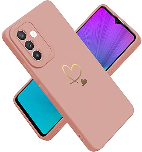 Paitech für Samsung Galaxy A34 5G Hülle, Hanyhülle A34 Dünn Weiche TPU Silikon Case Stoßfeste Schutzhülle Kameraschutz mit Niedliche Gold Love Herz Muster für Samsung Galaxy A34 5G Hülle, Rosa