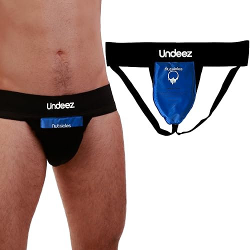 Undeez sous-vêtement pour vasectomie avec 2 Blocs de Glace sur Mesure et Une Sangle Confortable pour Le Soutien testiculaire et Le soulagement de la Douleur, Noir, Large