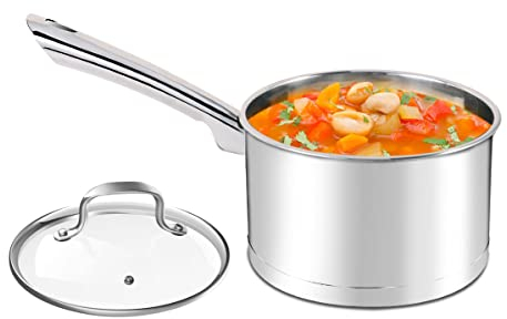 Lio SHAAR Stielkasserolle mit Deckel 18 cm 2,5 Liter Kleiner Topf Induktion, Premium 3-Lagiger Edelstahl Kochtopf Klein Töpfe für alle Herdarten, Unbeschichtet, Backofenfest & Spülmaschinenfest