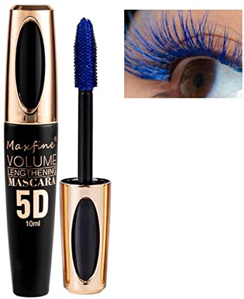 Beauty Glazed 5D Silk Fiber Mascara Waterproof Long-Lasting Not Blooming Eye Lashes Mascara Thick Curling Lengthening Volume Mascara Fast Dry False Lash Effect Extension Make-Up #04 Blue