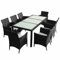Yolola Polyrattan Gartenmöbel Set Rattan Essgruppe 8 Personen Gartenmöbel Essgruppe mit Auflagen Sitzgruppe Garten 9-TLG. Gartengarnitur Terrassenmöbel Schwarz und Weiß