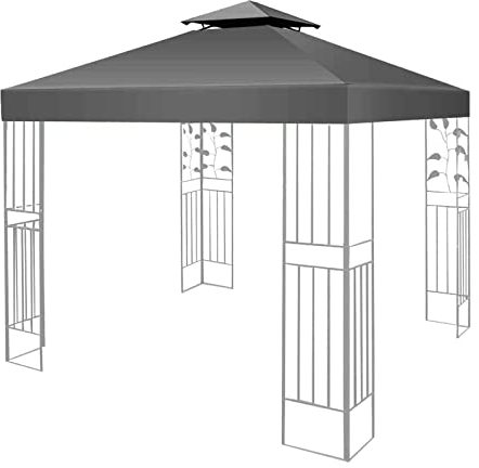 Gazebo Canopy Replacement Covers 3x3m,Outdoor Garden Gazebo Waterproof Canopy,With Double decker roof gazebo cover,Patio Replacement Tent Top Canopy,Garden Patio Party Tent (TOP ONLY) (Grey)