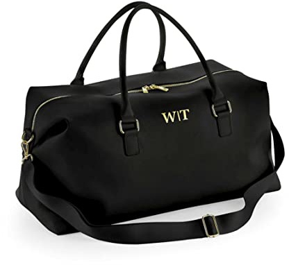 AWASG Personalisierte Weekender Reisetasche für Damen | Sport- und Reisetasche mit Initialen | Frauentasche groß Totebag mit abnehmbarem Umhängegurt