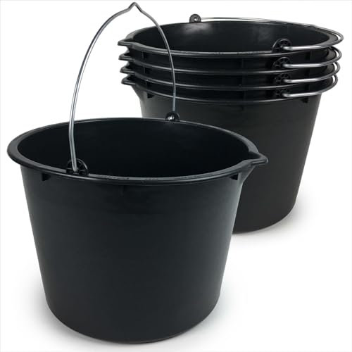 Gravidus Baueimer 20 Liter Betoneimer Mörteleimer mit Ausguss und Skala Betoneimer (5 Stück)