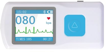 Dispositivo di monitoraggio ECG, cardiofrequenzimetro personale con schermo LCD e archiviazione, monitor ECG portatile compatibile con smartphone e PC, risultati istantanei in 30 secondi