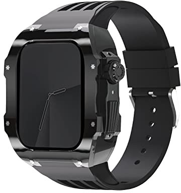 FACDEM Kit de modificación de carcasa transparente para Apple Watch Ultra 45/44 mm, banda de goma Iwatch Series Sport Bracelet Luxury Case Mod Watchband, For 45mm, Agate