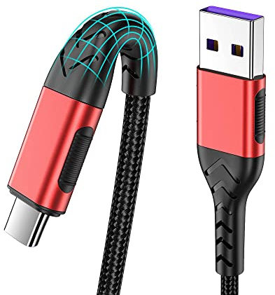 Durcord USB C Cable, Upgarded 2Pack 10ft USB Fast Charging 10 Feet Type C Charging Cord Cable, Fast Type C Charger Braided USB Cable Compatible with iPhone 15 Pro/Plus/Max/Android/Phone/Pad -Red