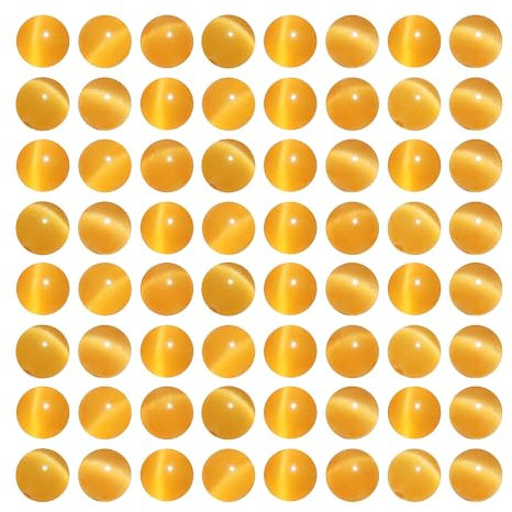 MJDCB 60 piezass Cuentas de Ojo de Gato Amarillo Dorado 6mm Abalorio de Cristal Redondas Sueltas para Hacer Joyería Pulsera Collar Pendientes Bisutería Accesorios