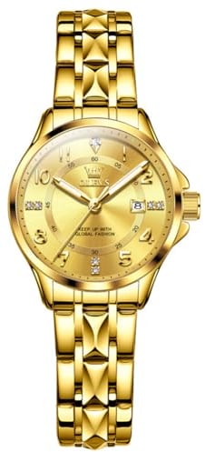 Raitown Uhren Damen Edelstahl Wasserdicht Diamant Analog Quarz Uhr Stylisch Lässig Silber Schwarz Gold Kleines Zifferblatt Damenuhr