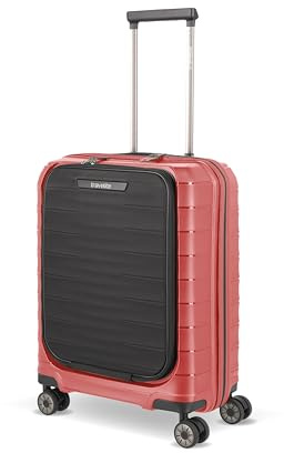 Travelite Handgepäck Koffer klein, MOOBY S+ mit Vortasche, 55x40x23 cm, 2,9 kg, Kratzfeste Hartschale, mit recyceltem Material, Trolley mit 4 Doppelrollen, TSA-Schloss – passend für Lufthansa UVM