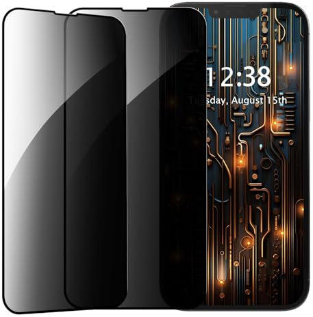MINUUISCT 2 Pièces Chacun Verre Trempé Anti-Espion pour iPhone 13/13 Pro/14avec Caméra Protecteur, Kit Outil d'Installation Facile, Film Protection Écran