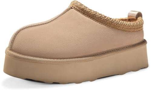 Tanamo Plateau-Hausschuhe für Damen, ultra-Mini-Stiefel, kurze Knöchel, Pelz, Fleece, aprikose, 8.5-9 Infant