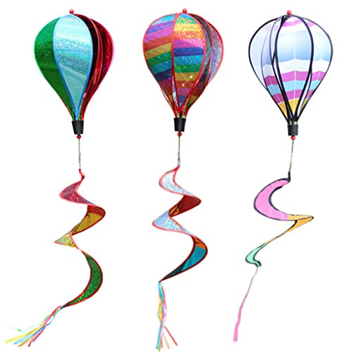 Hot Air Balloon Wind Spinners, 3pcs 1.Colorful Outdoor Hanging Rotating Hot Air Balloon Windmill, Garden Decorative Ornament for Yard Tree Decor (Random Color)
