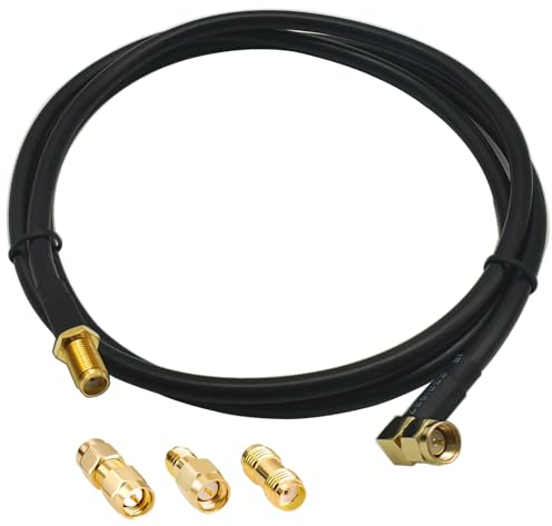 GTIWUNG RG58 SMA Koaxial Verlängerung Stecker auf Buchse RF Koaxialkabel 1M, WLAN Antenne Verlängerungskabel RG58 100cm Kabel + 3 Stück RF Koaxial Adapter Kit