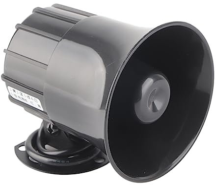 FLEXMAN Wired Alarm Siren Horn, 115Db Voice Play Electric Sound Horn Support MP3 Playback, Waterproof Megaphone Speaker PA Bullhorn with Bracket for Home Warehouse