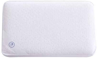 SAMPUR - Oreiller Fantasio | Mousse à mémoire de Forme Microperforée & Ventilée | Housse hypoallergénique et Lavable | Maintien Optimal de la Nuque (Bandeau Blanc, 30x50 cm)