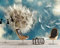 Fototapete mit realistischem Pusteblumen-Motiv, 3D-fliegender Löwenzahn, Wandbild, Kunstdruck für Heimdekoration, 300 x 210 cm