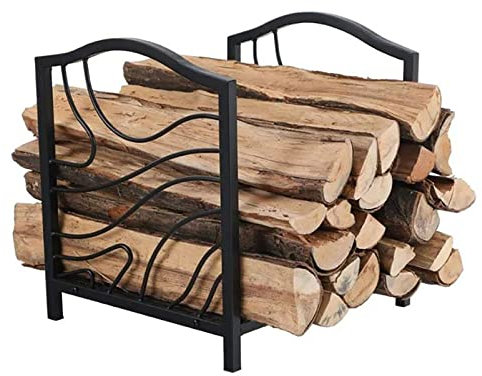 YJKKZQLB Metall Kaminholz Holzhalter Schwarz Massiv Schmiedeeisen Kaminholzregal Garten Holz Lagerung Wohnzimmer Kamin Holzbrenner Zubehör