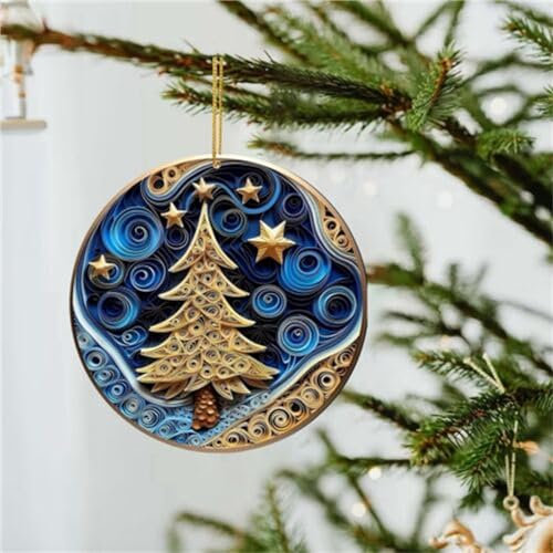 Christmas Baubles Sale Clearance Mysterious Navy Blue And Gold Pendant Christmas Acrylic for Xmas New Year Decoration