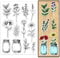 PH PandaHall Plant Clear Stamp for Scrapbooking, Leaf Branch Flower Silicone Stamp Jar Bottle Vase Transparent Rubber Stamp for Journal, Gift Tags, Invitation Card, Paper Crafting Photo Albums