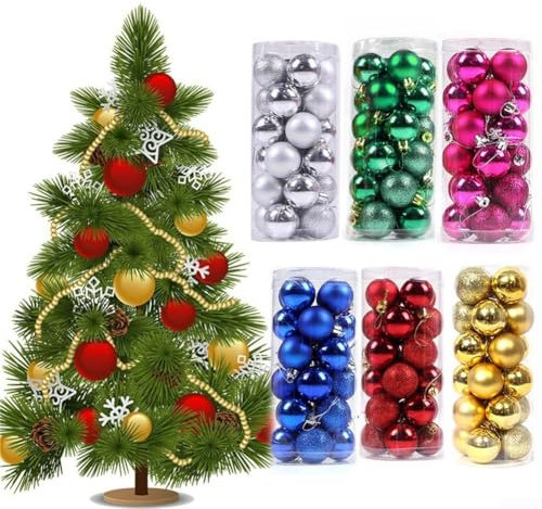 Yuanpgky 24PCS Christmas Ball Ornaments Shatterproof Balls Christmas Tree Decoration Ornaments for Xmas Holiday Hanging Decorations(Royal Blue)